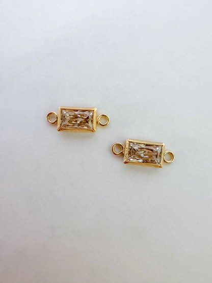 Rectangle Bezel Baguette Permanent Jewelry Connectors – Set of 2