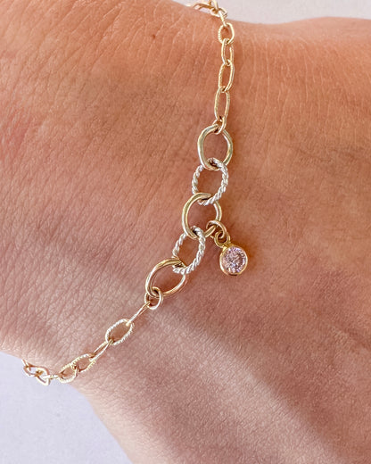 Round 3mm Bezel Set CZ Birthstone Drop Charms - Full Set (12 Total)