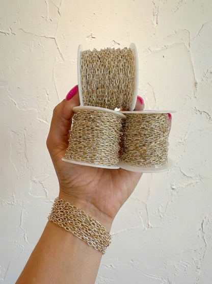 14k Gold Filled & .925 Sterling Silver Mixed Metal Paperclip Permanent Jewelry Chain by the foot