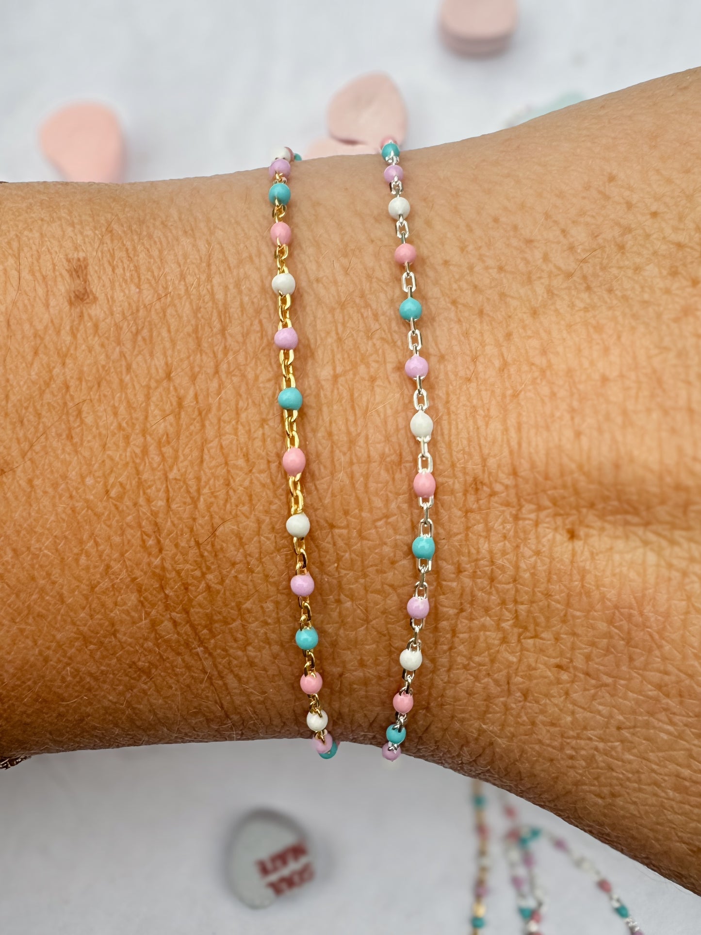 Cotton Candy Italian Enamel Chain | 14K Gold Filled or Sterling Silver | Permanent Jewelry Chain