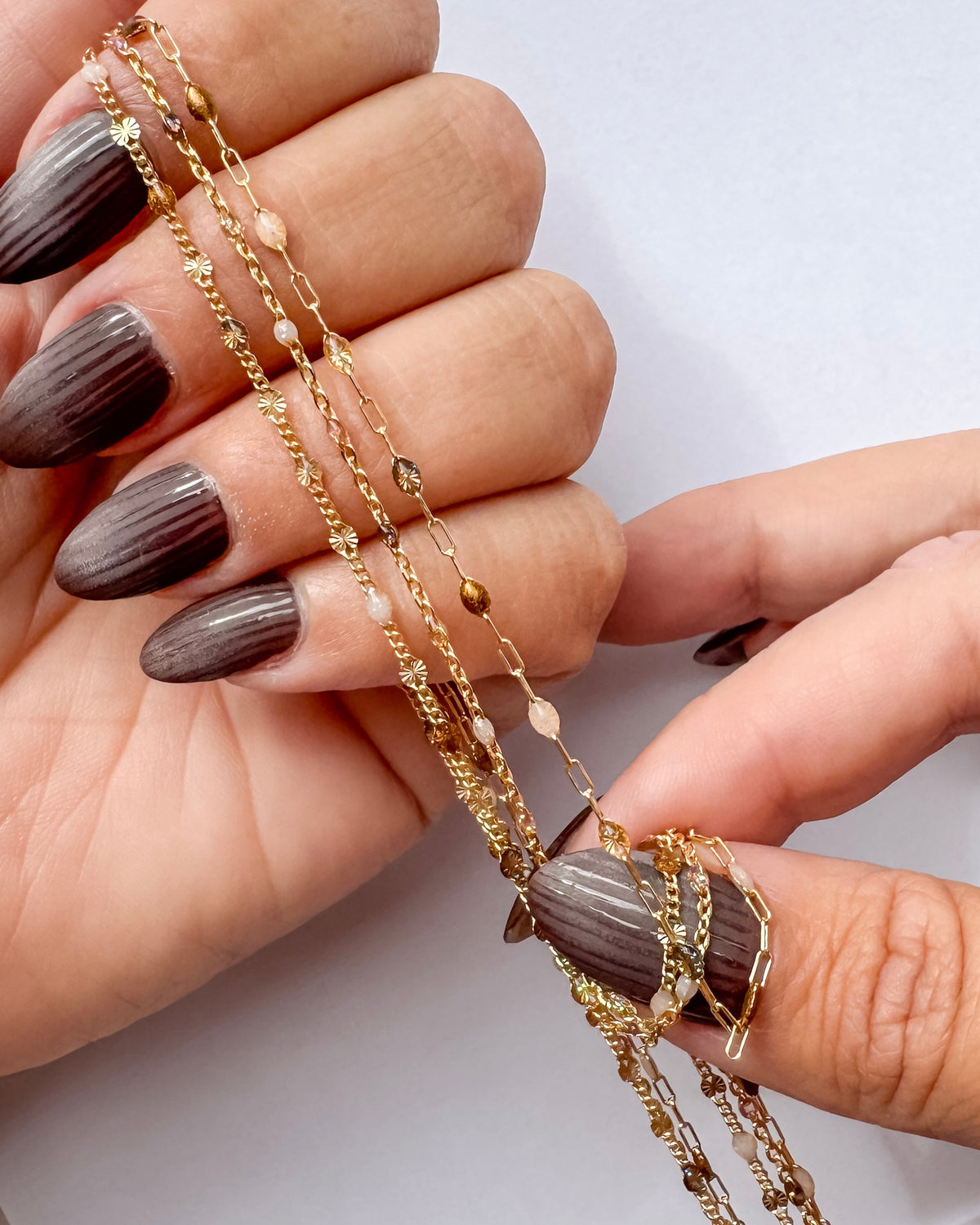Espresso Martini Paperclip Enamel Chain | Neutrals & Browns - C113GF
