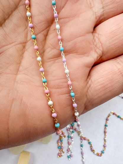 Cotton Candy Italian Enamel Chain | 14K Gold Filled or Sterling Silver | Permanent Jewelry Chain