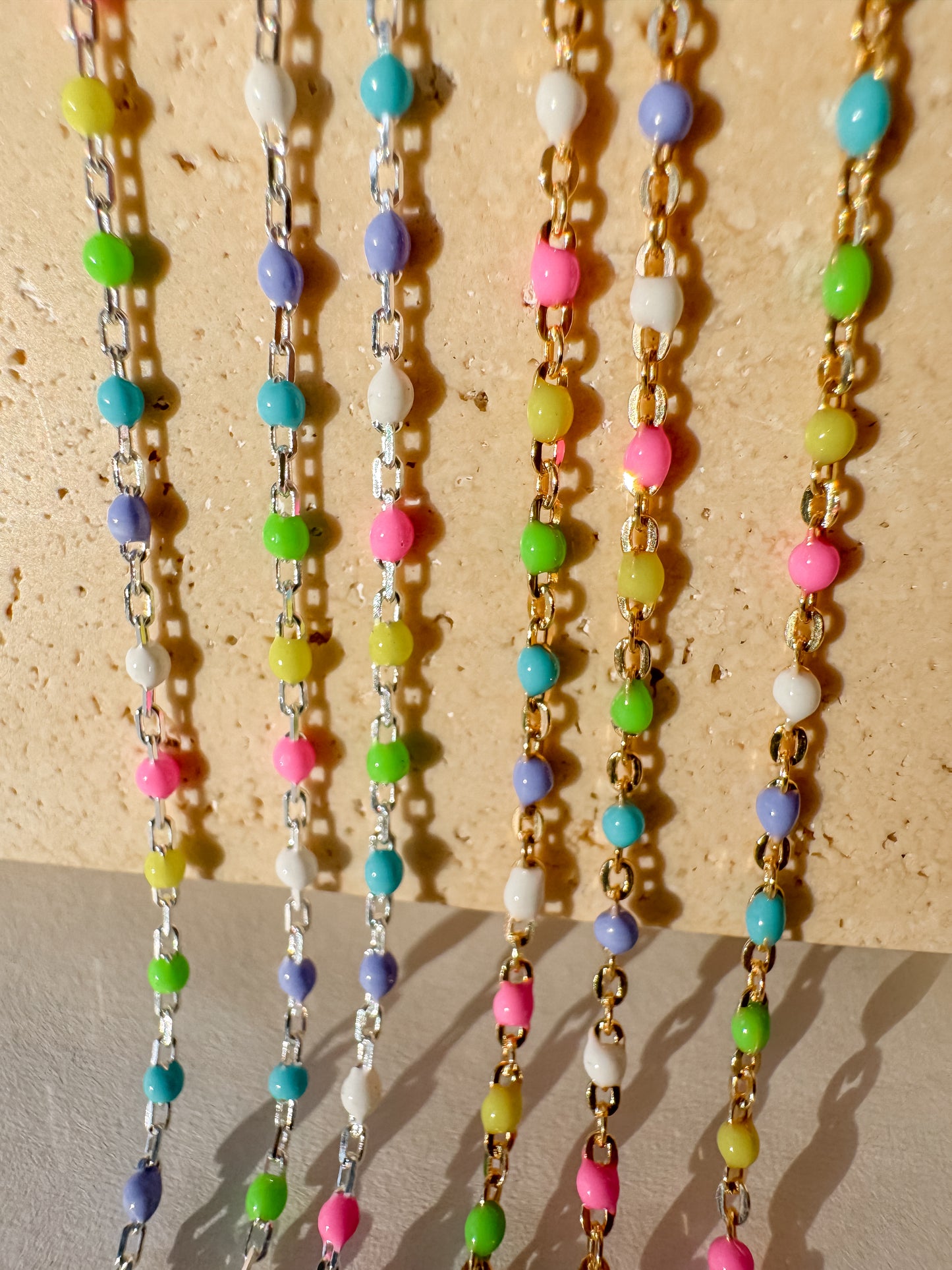 “Confetti” Italian Enamel Satellite Permanent Jewelry Chain