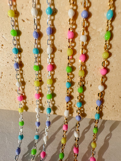 “Confetti” Italian Enamel Satellite Permanent Jewelry Chain