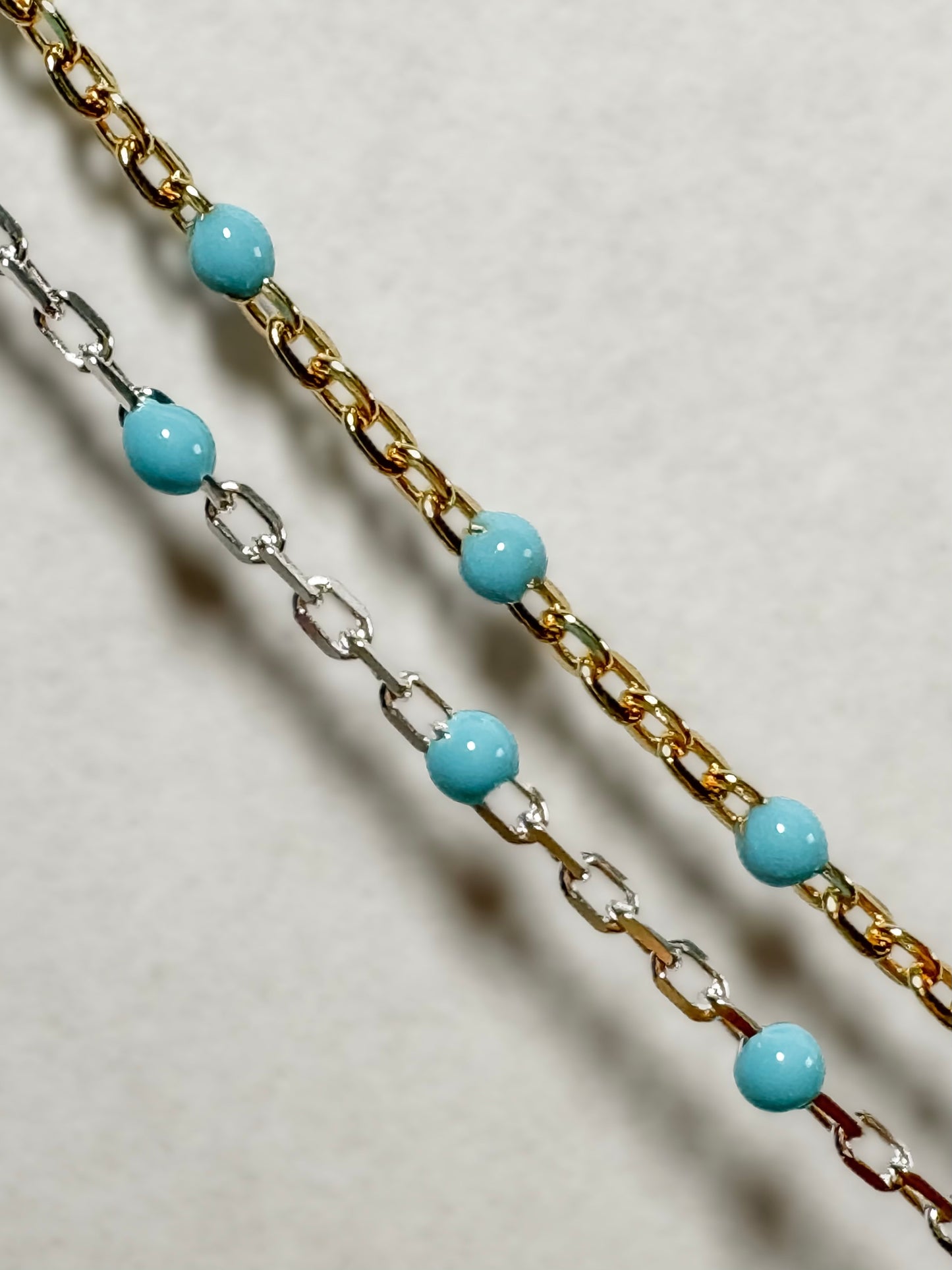 14k Gold Filled or .925 Sterling Silver “Rodeo Queen” Turquoise Enamel Permanent Jewelry Chain