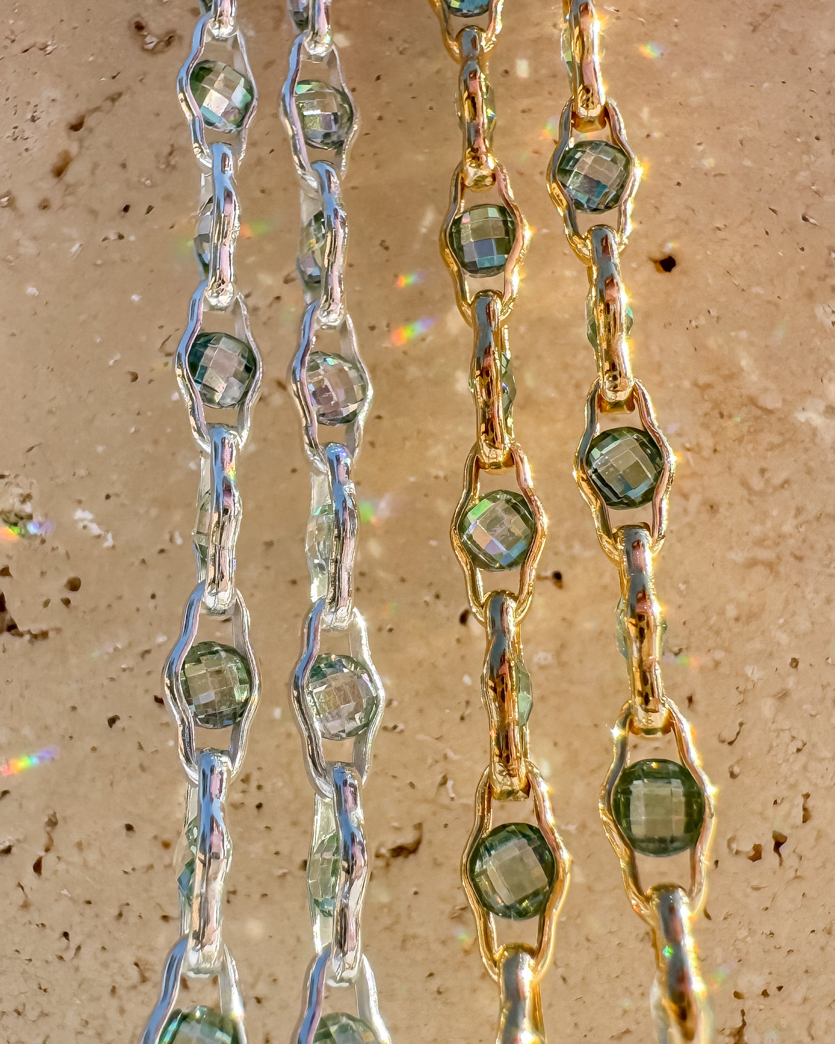 Natural Zircon Aquamarine Color “Luce di Luna” Permanent Jewelry Chain - C112
