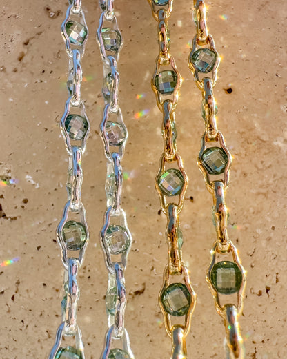 Natural Zircon Aquamarine Color “Luce di Luna” Permanent Jewelry Chain - C112