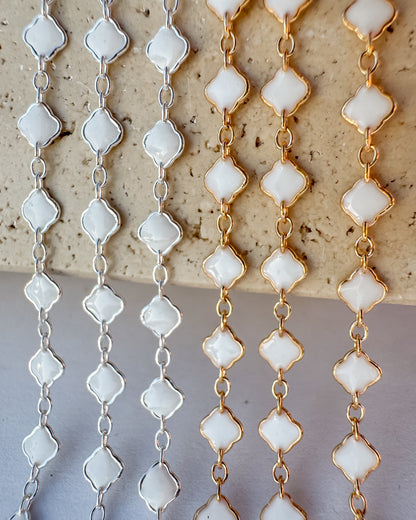 Clover Chain - White Italian Enamel - C106