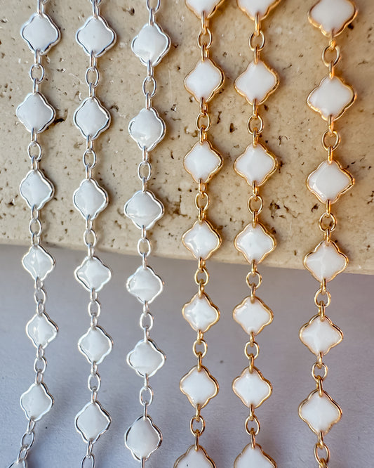 Clover Chain - White Italian Enamel - C106
