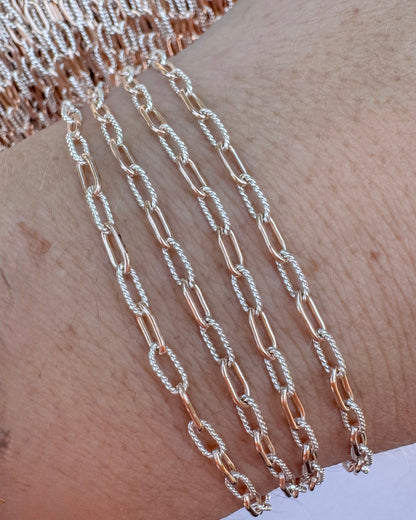 14k ROSE Gold Filled & .925 Sterling Silver Mixed Metal Paperclip Permanent Jewelry Chain