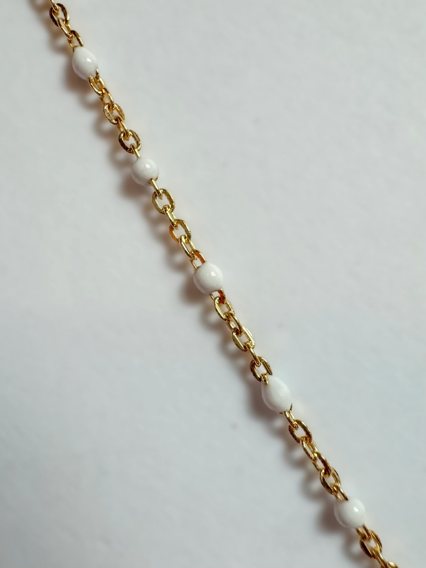 14k Gold Filled “Vanilla Glow” White Enamel Permanent Jewelry Chain