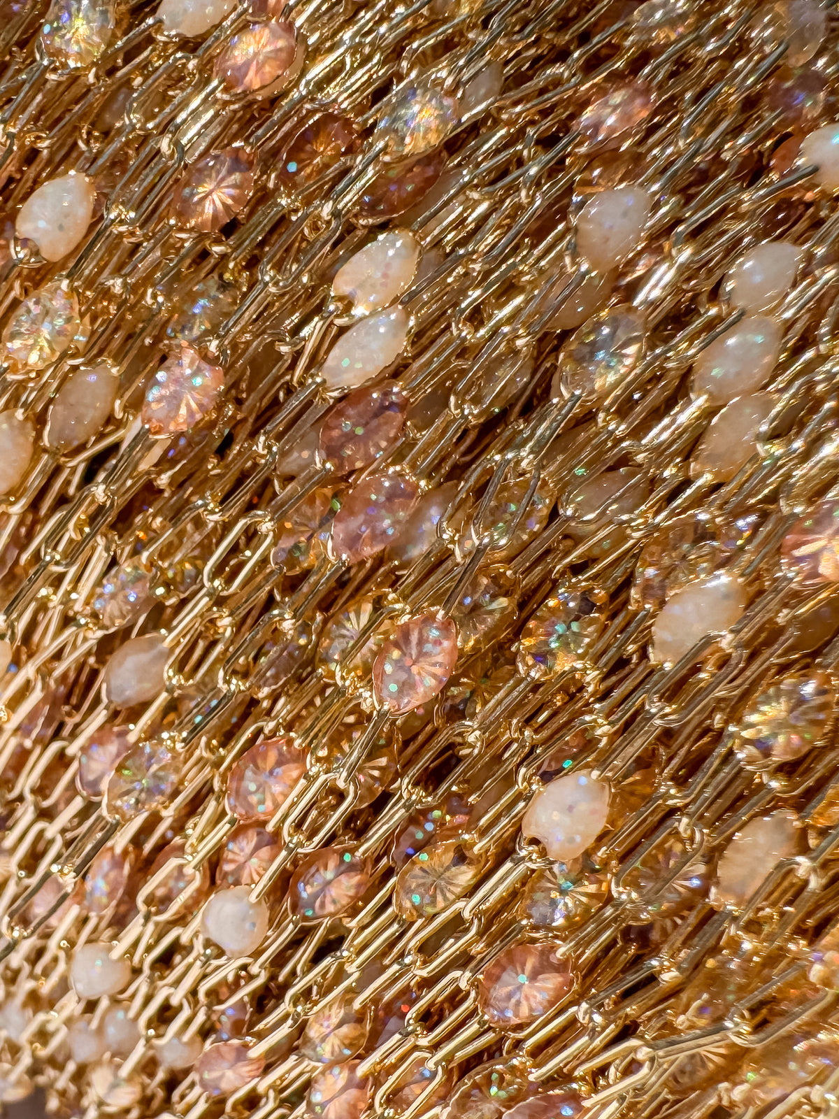 “Blush Bellini” Italian Enamel Sunburst Paperclip Chain by the foot