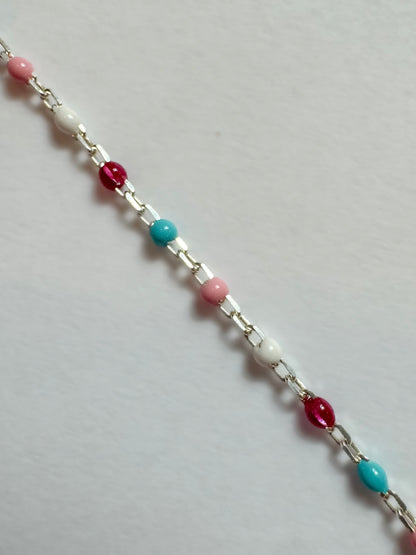 14k Gold Filled or .925 Sterling Silver “Sugar Frost” Enamel Permanent Jewelry Chain