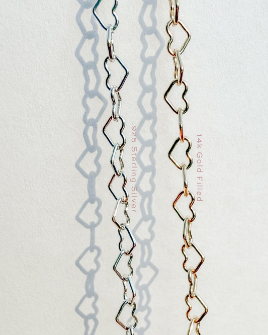 Round Heart Wholesale Permanent Jewelry Chain - 14k Gold Filled or .925 Sterling Silver