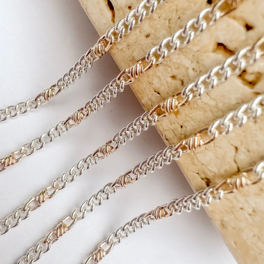 Mixed Metal Papillon Knot Chain