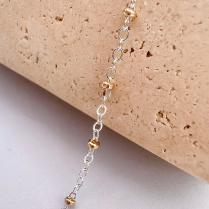 14k Gold Filled & .925 Sterling Silver Mixed Metal Satellite (SS Beads, GF chain) - Fits 22 Gauge Jump Ring