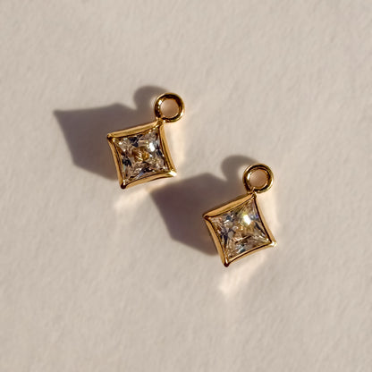 3mm White Diamond Shape Drop Charm for Permanent Jewelry (Quantity 2)