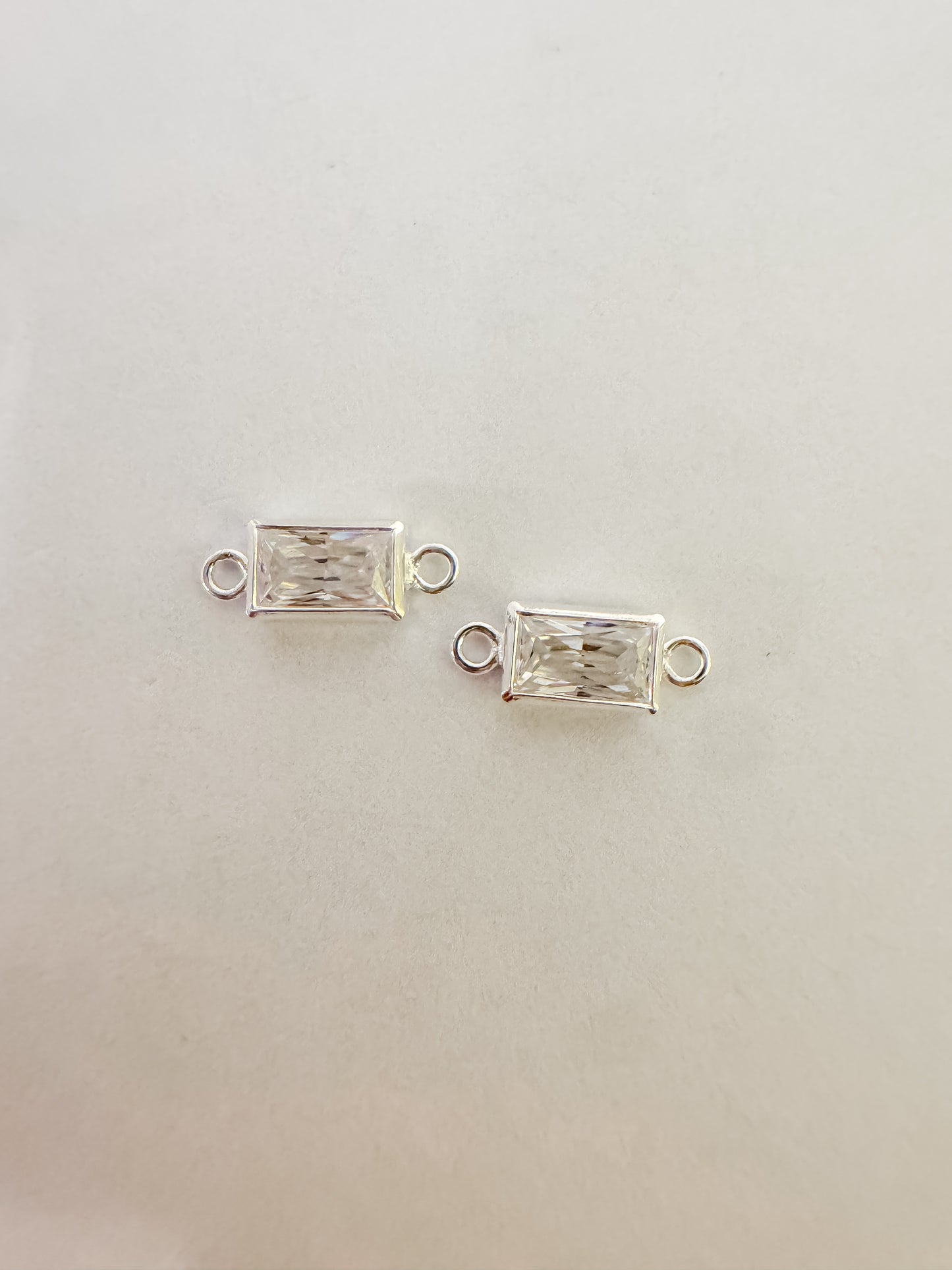 Rectangle Bezel Baguette Permanent Jewelry Connectors – Set of 2