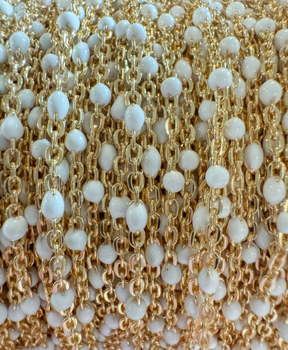 14k Gold Filled “Vanilla Glow” White Enamel Permanent Jewelry Chain