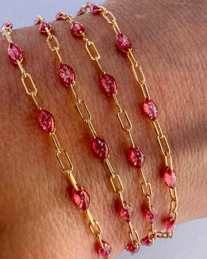“Rose Prism” Sunburst Paperclip Permanent Jewelry Chain