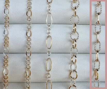 14k Gold Filled & .925 Sterling Silver Mixed Metal Paperclip Permanent Jewelry Chain by the foot