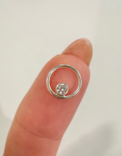 10mm Circle Permanent Jewelry Connector with 3mm CZ – 14K Gold Filled (Set of 4)
