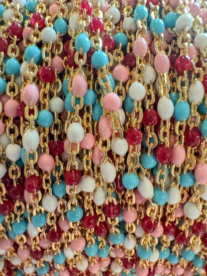 14k Gold Filled or .925 Sterling Silver “Sugar Frost” Enamel Permanent Jewelry Chain