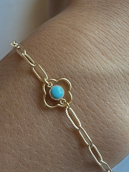 4.0mm 14k Gold Filled or .925 Sterling Silver Imitation Turquoise Permanent Jewelry Connector (set of 4)