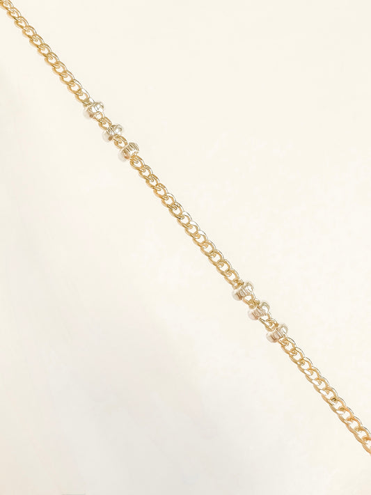 14k Gold Filled & .925 Sterling Silver Mixed Metal Tri Bead Satellite Curb Permanent Jewelry Chain