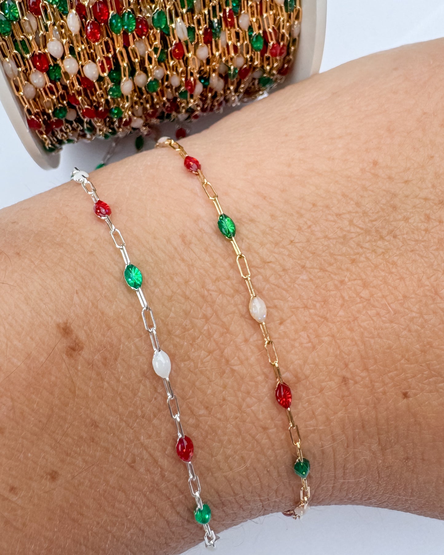 Heritage Italian Enamel Sunburst Paperclip Permanent Jewelry Chain