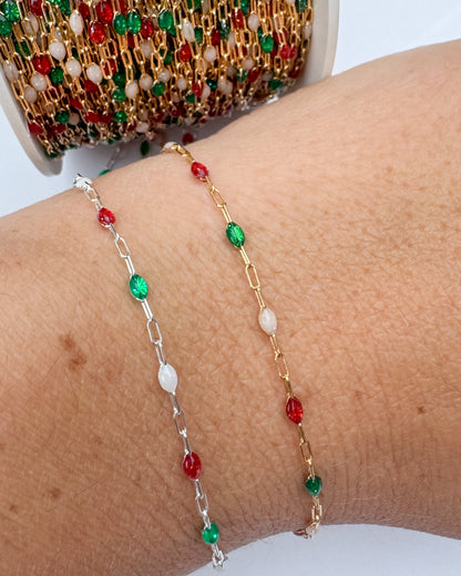 Heritage Italian Enamel Sunburst Paperclip Permanent Jewelry Chain
