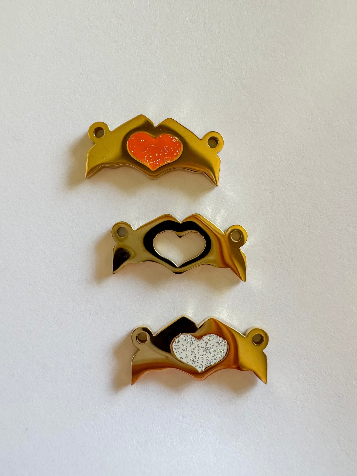 Heart Hands Connector 316L PVD Stainless Steel