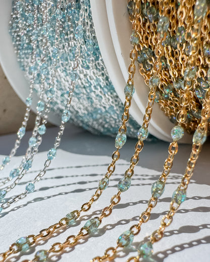"Opalite" Italian Enamel Satellite Permanent Jewelry Chain (C123)