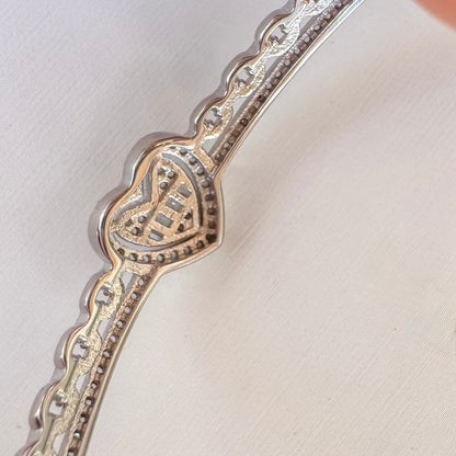 Sterling Silver Heart Hinged Bangle | Rhodium Plated CZ Sparkle Bracelet