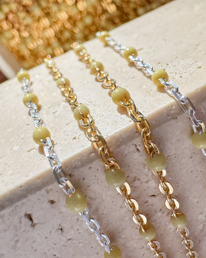 Butter Yellow Italian Enamel Satellite Permanent Jewelry Chain - C126