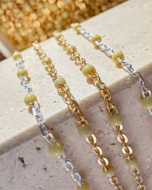 Butter Yellow Italian Enamel Satellite Permanent Jewelry Chain - C126