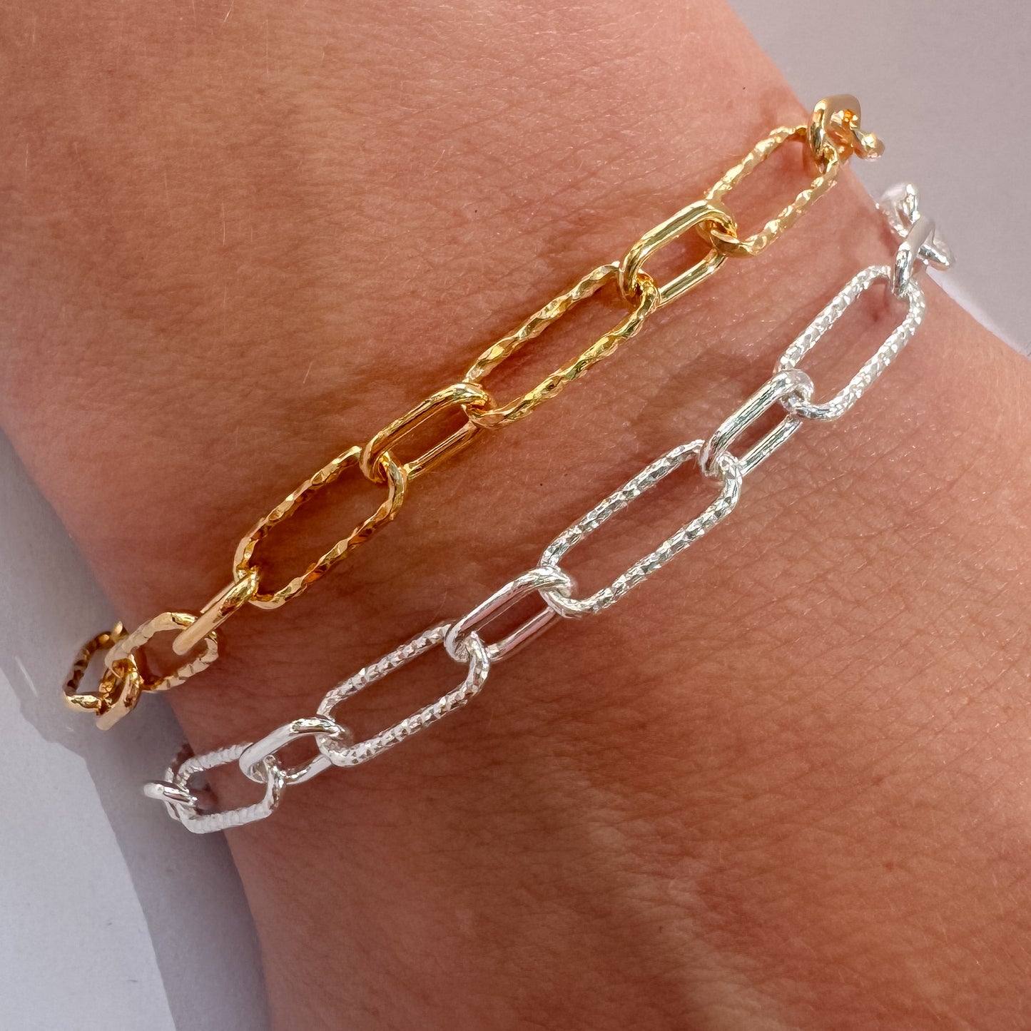“Italian Old Money” Diamond Cut Long & Short Paperclip Permanent Jewelry Chain