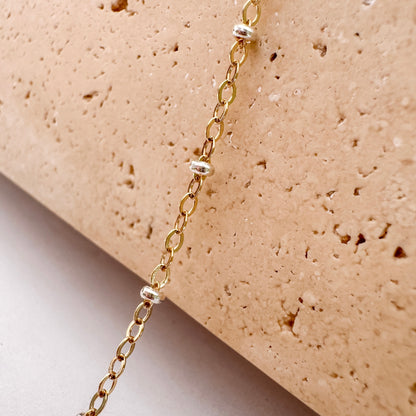 14k Gold Filled & .925 Sterling Silver Mixed Metal Satellite (SS Beads, GF chain) - Fits 22 Gauge Jump Ring