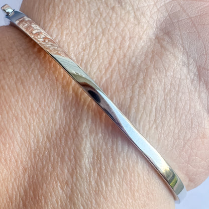 Sterling Silver Mariner Hinged Bangle | Rhodium Plated CZ Sparkle Bracelet