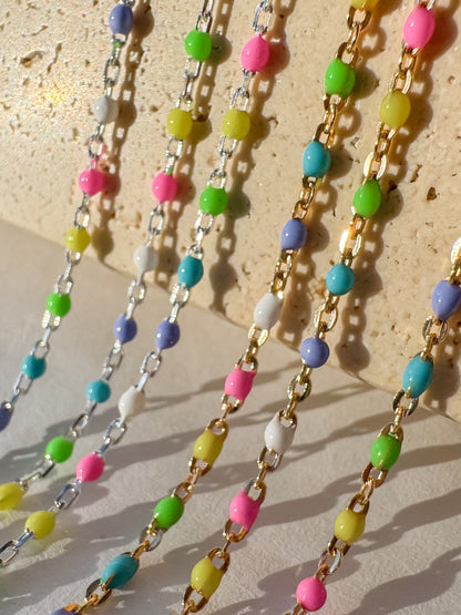 “Confetti” Italian Enamel Satellite Permanent Jewelry Chain