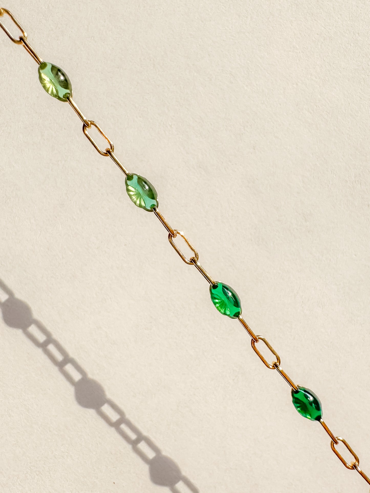 14k Gold Filled Emerald City Ombre Italian Enamel Paperclip Chain