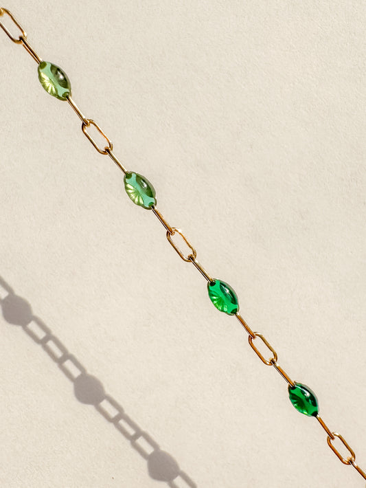 14k Gold Filled Emerald City Ombre Italian Enamel Paperclip Chain