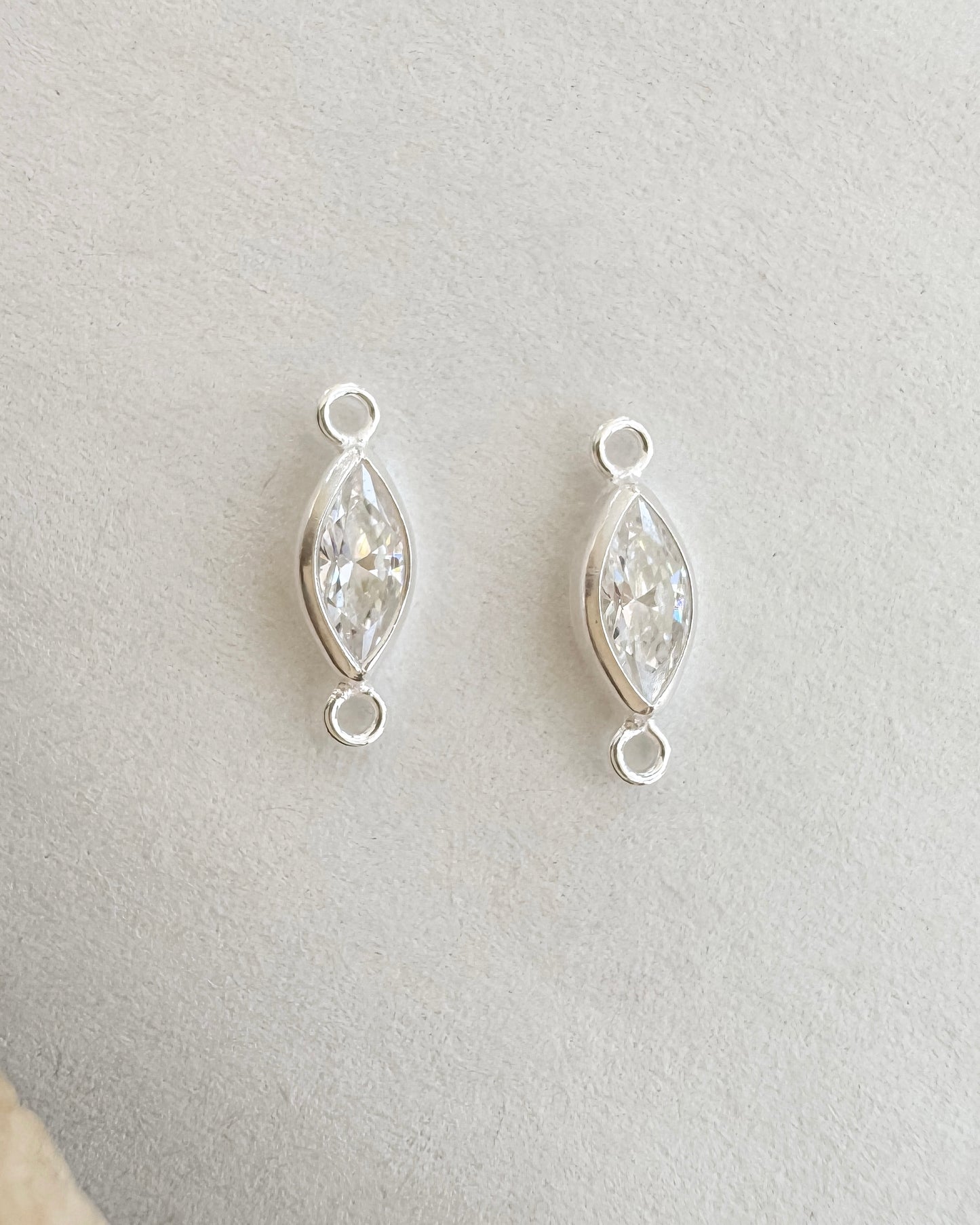 3mm x 6mm White 3A CZ Marquise Shape Bezel Permanent Jewelry Connector (Quantity 2)
