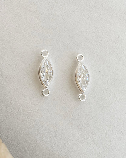 3mm x 6mm White 3A CZ Marquise Shape Bezel Permanent Jewelry Connector (Quantity 2)