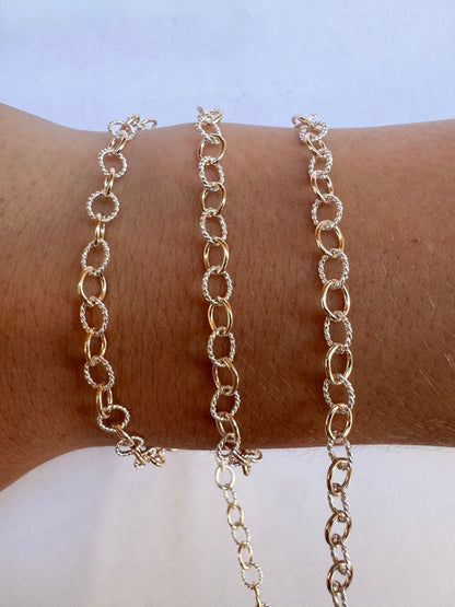 14k Gold Filled & .925 Sterling Silver Mixed Metal Cable Permanent Jewelry Chain by the foot