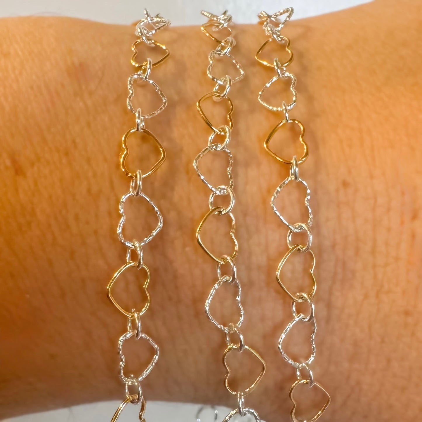 Mixed Metal Heart Chain for Permanent Jewelry