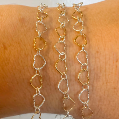 Mixed Metal Heart Chain for Permanent Jewelry