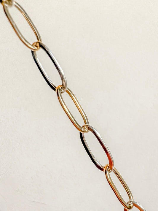 14k Gold Filled & .925 Sterling Silver XL Smooth Mixed Metal Paperclip Permanent Jewelry Chain