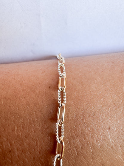 14k Gold Filled & .925 Sterling Silver Mixed Metal Paperclip Permanent Jewelry Chain by the foot