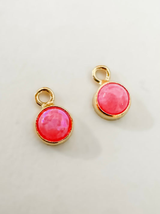 3mm Hot Pink Bello Opal (Synthetic) Round Permanent Jewelry Drop Charms (Quantity 2)